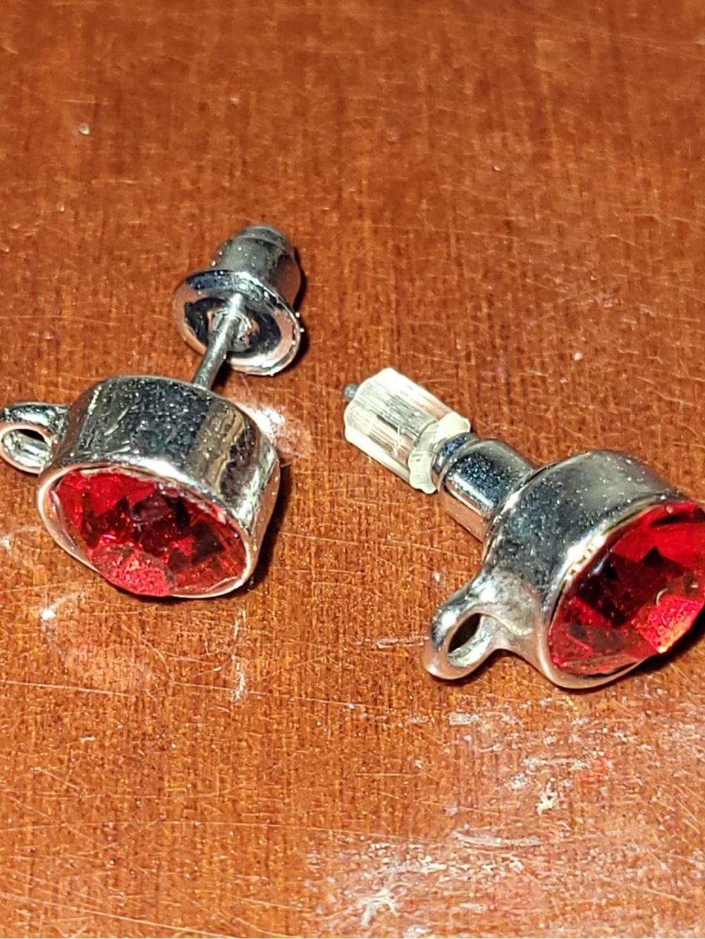 Red Stud Earrings with DIY Finding Loop for Customization Charms  NEW
